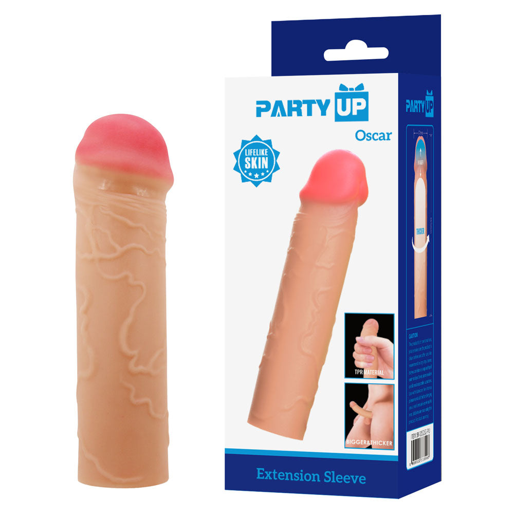 Party Up OSCAR 1 Inch Extender Sleeve - Flesh 1 Inch Penis Extender Sleeve - Hush Store Sydney 