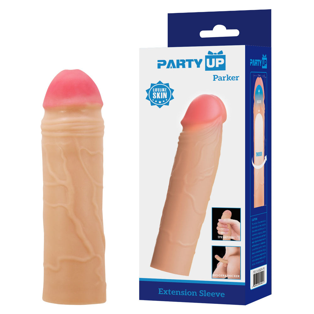 Party Up PARKER 2 Inch Extender Sleeve - Flesh 2 Inch Penis Extender Sleeve - Hush Store Sydney 