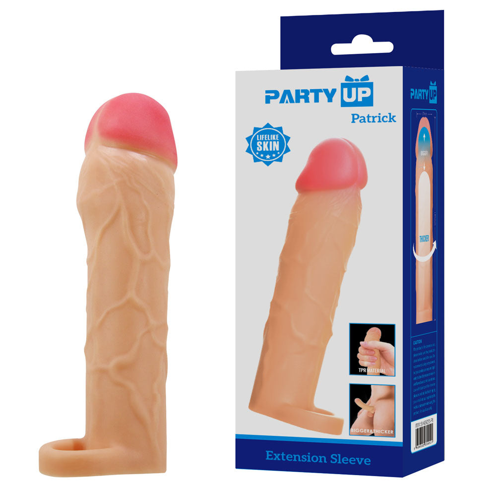 Party Up PATRICK 2 Inch Extender Sleeve - Flesh 2 Inch Penis Extender Sleeve with Ball Strap - Hush Store Sydney 