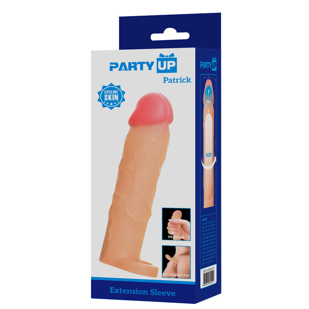 Party Up PATRICK 2 Inch Extender Sleeve - Flesh 2 Inch Penis Extender Sleeve with Ball Strap - Hush Store Sydney 