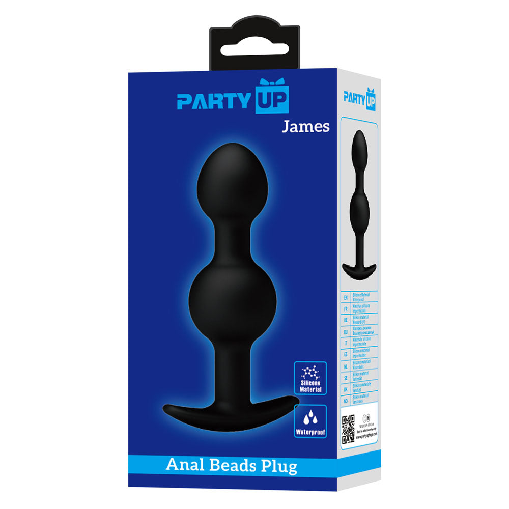 Party Up JAMES Anal Bead Plug - Black 10.4 cm Beaded Butt Plug