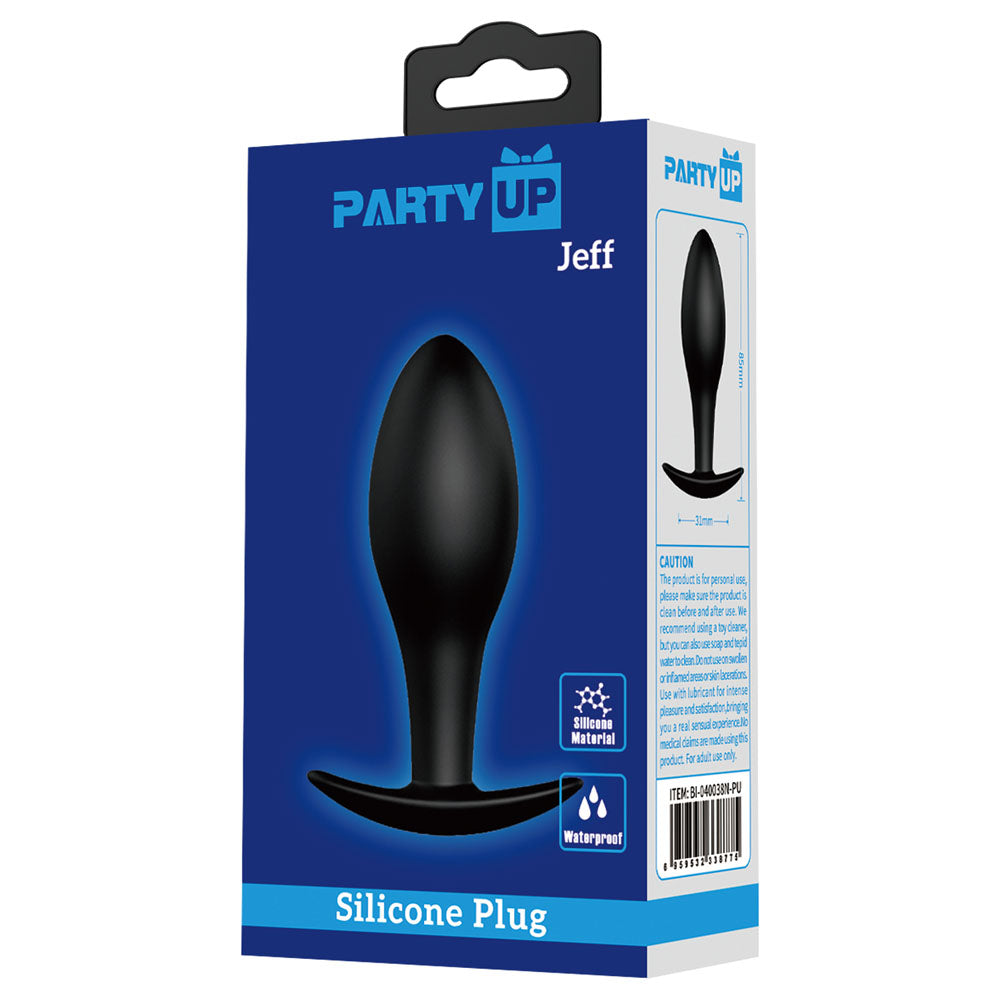 Party Up JEFF Silicone Plug - Black 8.5 cm Butt Plug