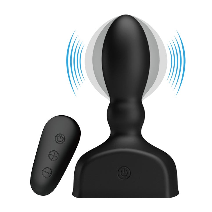 MR PLAY Inflatable Anal Plug - Black USB Rechargeable Inflatable Anal Plug with Wireless Remote