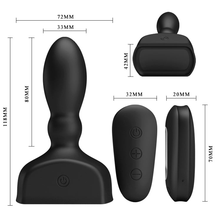 MR PLAY Inflatable Anal Plug - Black USB Rechargeable Inflatable Anal Plug with Wireless Remote