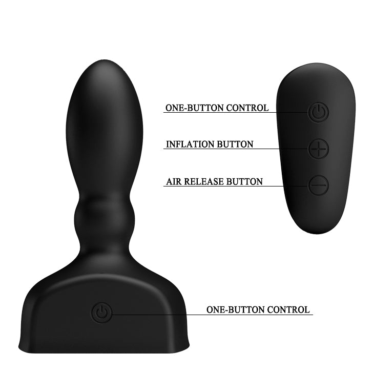 MR PLAY Inflatable Anal Plug - Black USB Rechargeable Inflatable Anal Plug with Wireless Remote