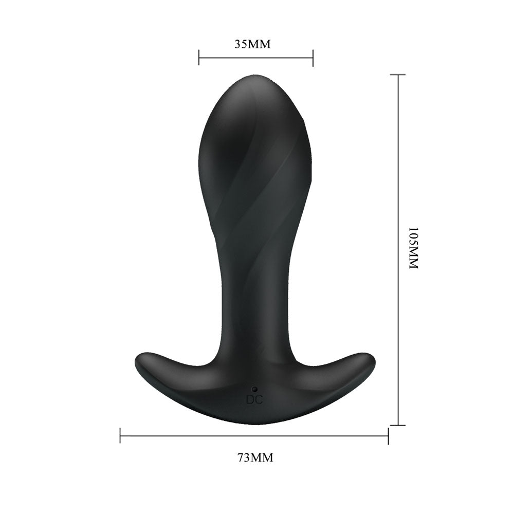 Party Up KEITH Vibrating Plug - Black 10.5 cm USB Rechargeable Vibrating Butt Plug