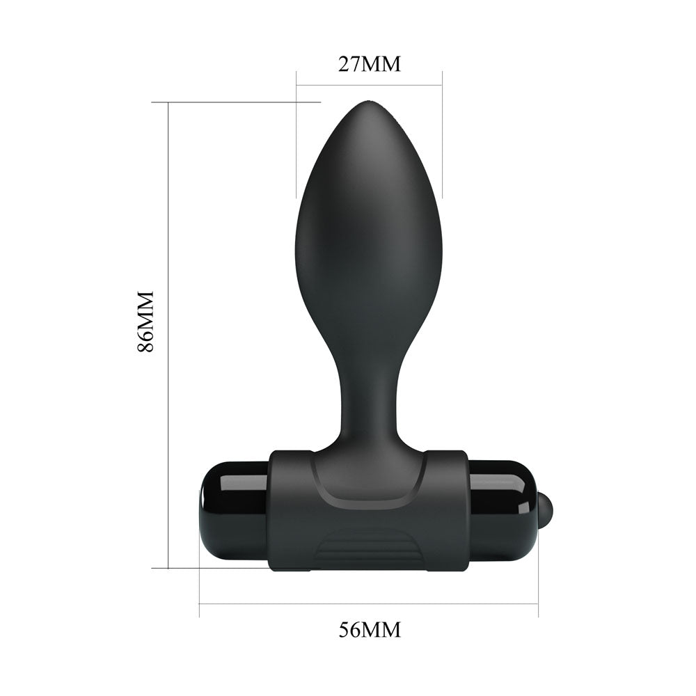 Party Up KEN Vibrating Butt Plug - Black 8.6 cm Vibrating Butt Plug - Hush Store Sydney 