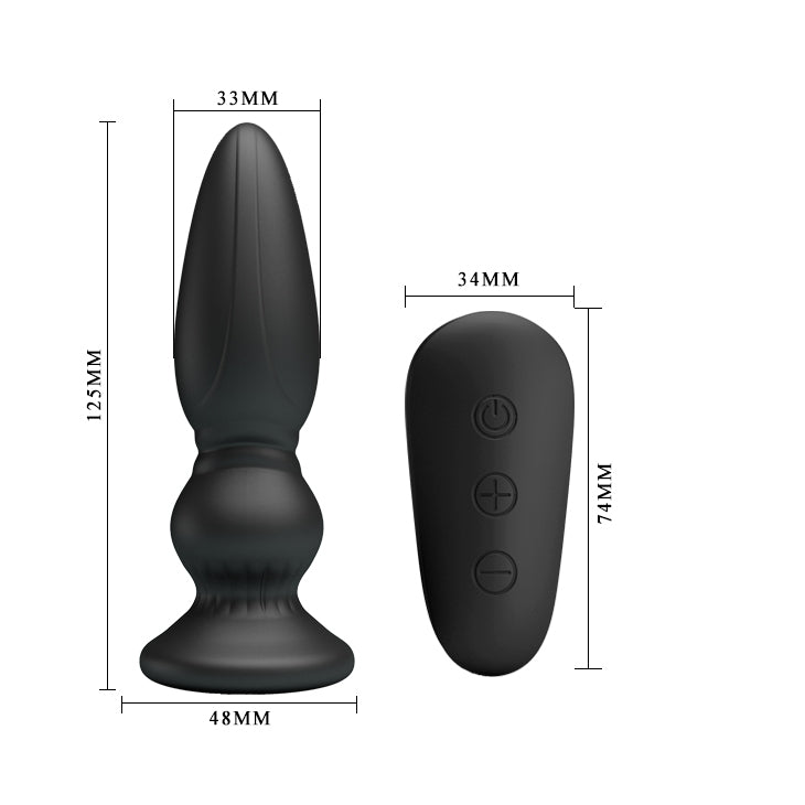 MR PLAY Powerful Vibrating Anal Plug - Black 12.5 cm USB Rechargeable Vibrating Anal Plug with Remote