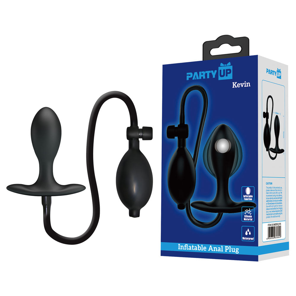 Party Up KEVIN Inflatable Butt Plug - Black 9.1 cm Inflatable Butt Plug - Hush Store Sydney 