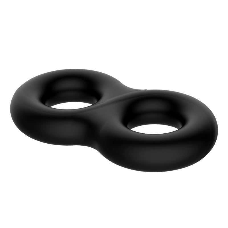 CRAZY BULL Double Donut Cock & Ball Ring - Black Cock & Ball Ring