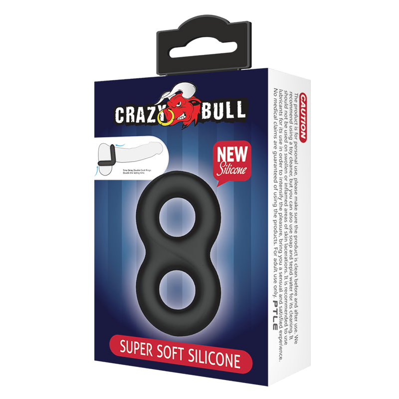 CRAZY BULL Double Donut Cock & Ball Ring - Black Cock & Ball Ring