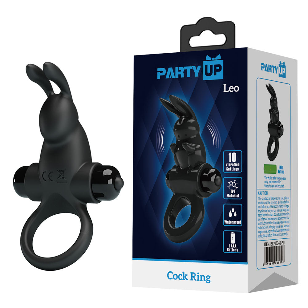 Party Up LARRY Vibrating Cock Ring - Black Vibrating Cock Ring - Hush Store Sydney 
