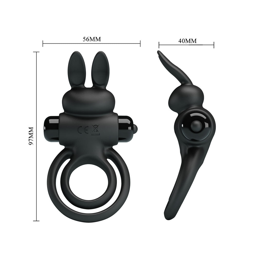 Party Up LAWRENCE Vibrating Cock Ring - Black Vibrating Cock & Balls Ring - Hush Store Sydney 
