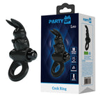 Party Up LEO Vibrating Cock Ring - Black Vibrating Cock Ring - Hush Store Sydney 