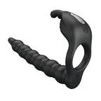 Party Up MARCUS Ring & Anal Plug - Black USB Rechargeable Vibrating Cock Ring with Double Penetrator - Hush Store Sydney 