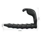 Party Up MARCUS Ring & Anal Plug - Black USB Rechargeable Vibrating Cock Ring with Double Penetrator - Hush Store Sydney 