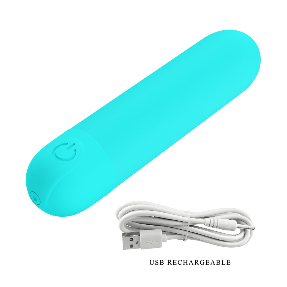 Party Up HARRY Mini Bullet - Teal - Teal 8 cm USB Rechargeable Bullet - Hush Store Sydney 