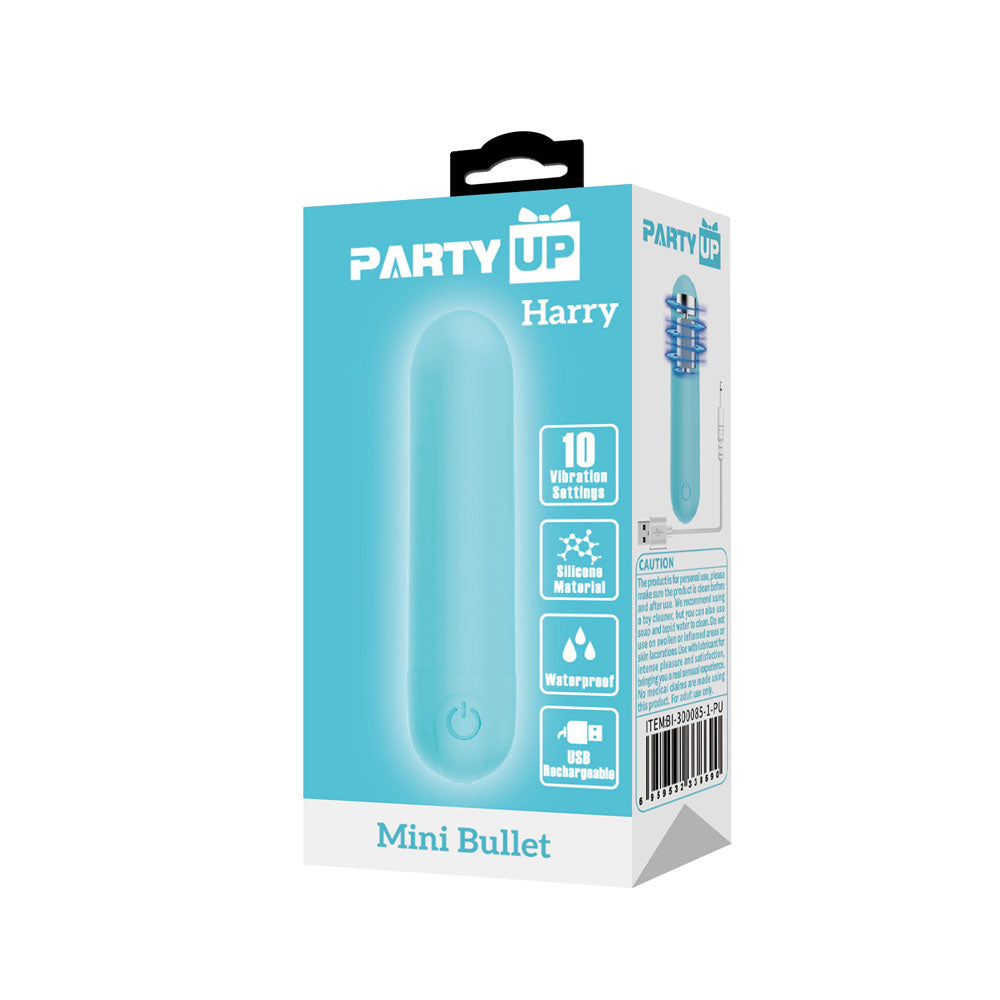Party Up HARRY Mini Bullet - Teal - Teal 8 cm USB Rechargeable Bullet - Hush Store Sydney 