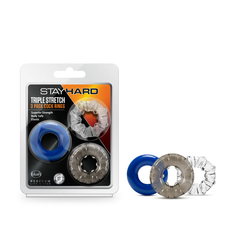 Stay Hard Triple Stretch - Coloured Cock Rings - Set of 3 - Hush Store Sydney 