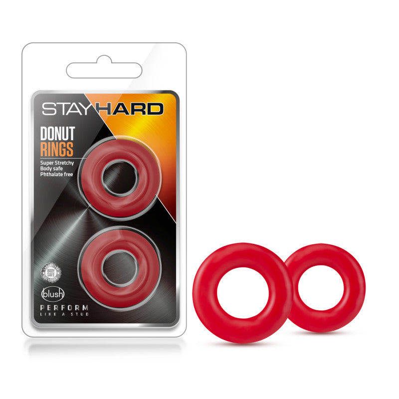 Stay Hard Donut Rings - Red Cock Rings - Set of 2 - Hush Store Sydney 