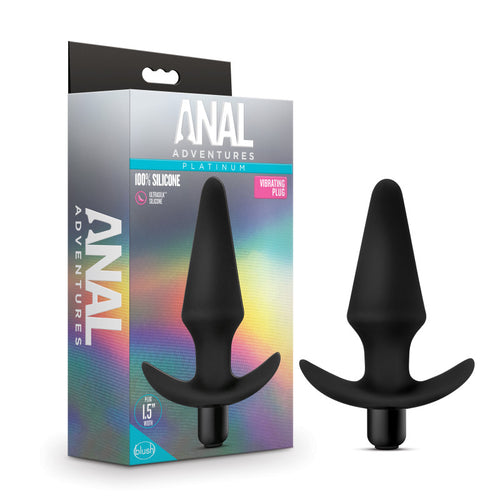 Anal Adventures Platinum Vibrating Plug - Black 12.7 cm (5'') Vibrating Butt Plug - Hush Store Sydney 