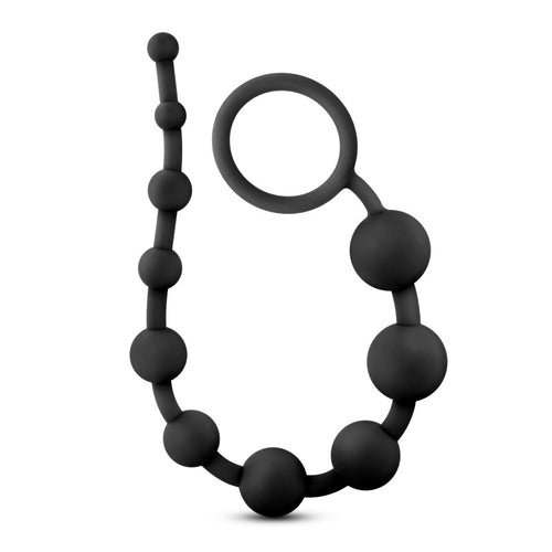 Anal Adventures Platinum 10 Anal Beads - Black - Black 31.7 cm Anal Beads - Hush Store Sydney 