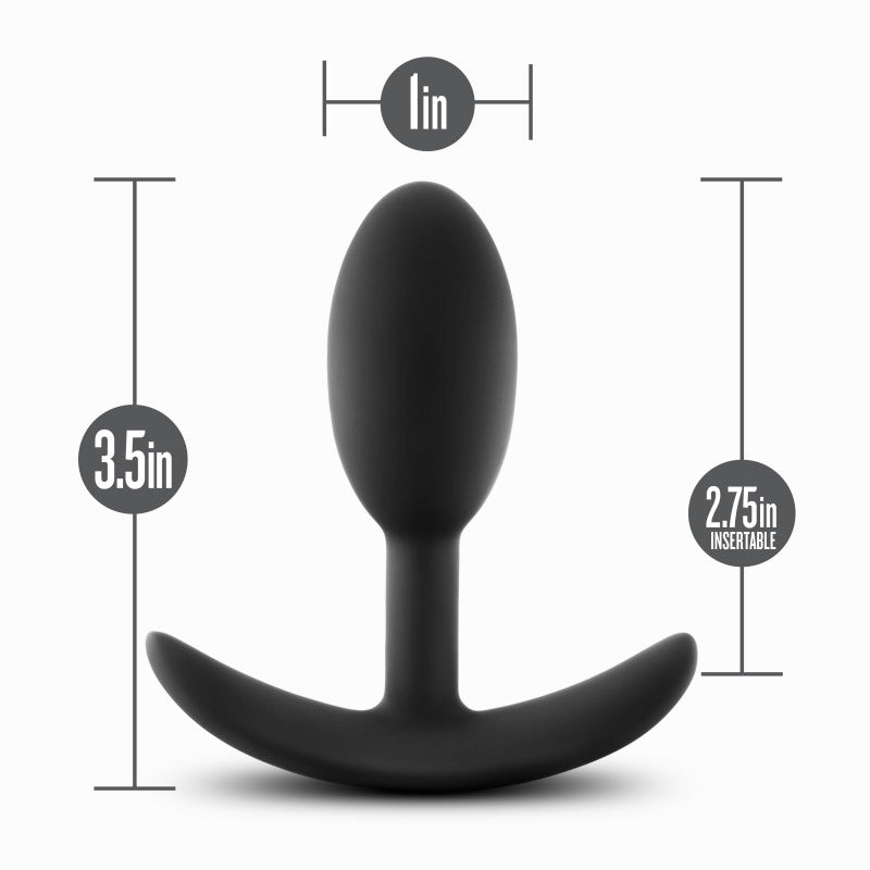 Anal Adventures Platinum Vibra Slim Plug - Black 8.9 cm Small Butt Plug with Internal Ball - Hush Store Sydney 