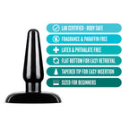 Anal Adventures Basic Anal Plug - Small - Black 10.8 cm Butt Plug - Hush Store Sydney 