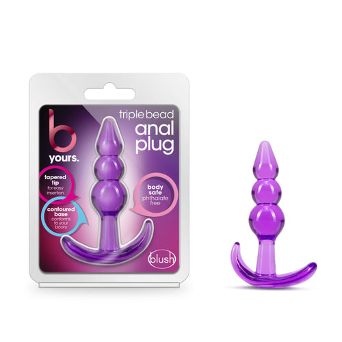 B Yours Triple Bead Anal Plug - Purple 9.5 cm Butt Plug - Hush Store Sydney 