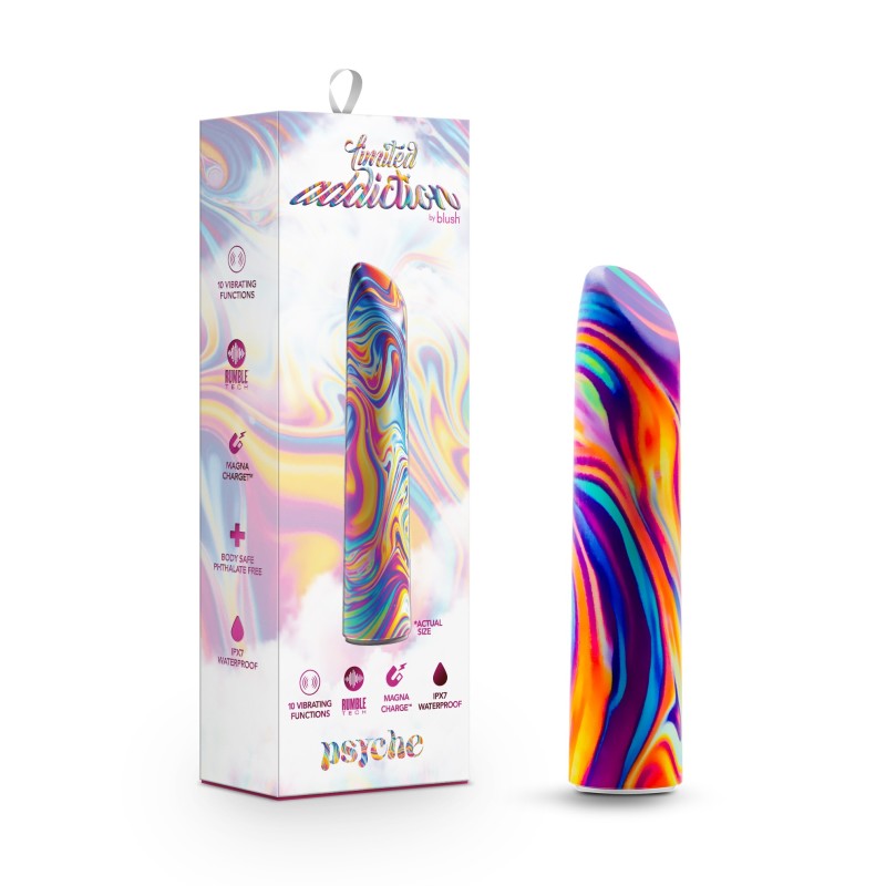 Limited Addiction Psyche - Power Vibe - Rainbow 10.2 cm USB Rechargeable Bulet - Hush Store Sydney 