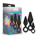Anal Adventures Platinum Loop Plug Kit - Black Butt Plugs - Set of 3 Sizes - Hush Store Sydney 