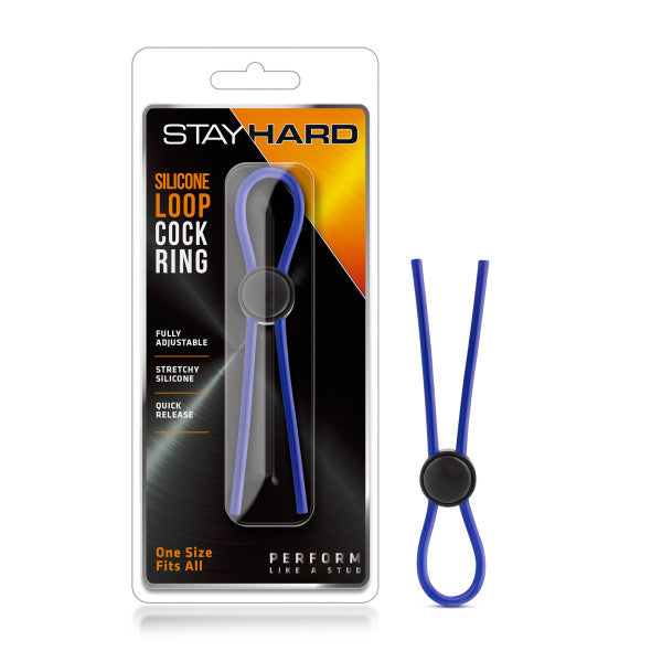 Stay Hard - Silicone Loop Cock Ring - Blue Adjustable Lasso Cock Ring - Hush Store Sydney 