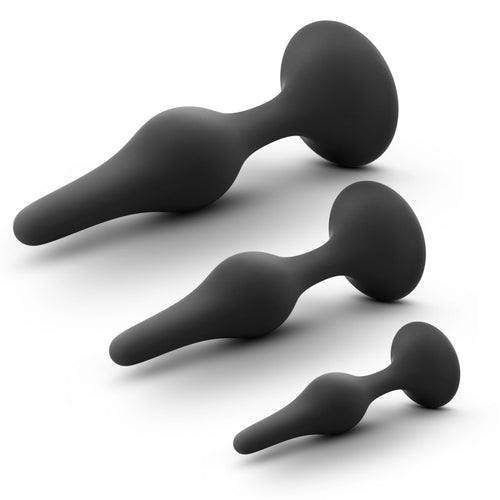 Anal Adventures Platinum Silicone Beginner Plug Kit - Black Butt Plug Kit - Set of 3 Sizes - Hush Store Sydney 