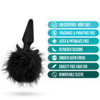 Anal Adventures Platinum Rabbit Tail Plug - Black 10 cm Butt Plug with Bunny Tail - Hush Store Sydney 