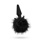 Anal Adventures Platinum Rabbit Tail Plug - Black 10 cm Butt Plug with Bunny Tail - Hush Store Sydney 