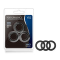 Performance VS2 Pure Premium Silicone Cockrings - Black Small Cock Rings - Set of 3 - Hush Store Sydney 