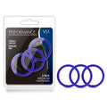 Performance VS1 Pure Premium Silicone Cockrings - Indigo Blue Medium Cock Rings - Set of 3 - Hush Store Sydney 