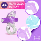 Play With Me Bull Vibrating C-Ring - Clear/Purple Vibrating Cock Ring