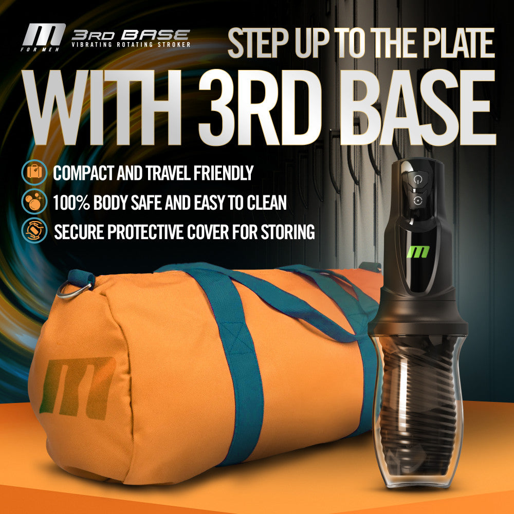 M For Men - 3rd Base - Black USB Rechargeable Vibrating & Rotating Auto Stroker - Hush Store Sydney 