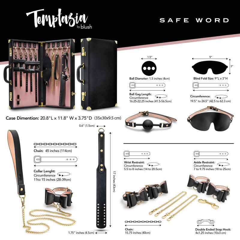 Temptasia Safe Word Bondage Kit with Suitcase - 9 Piece Bondage Set - Hush Store Sydney 