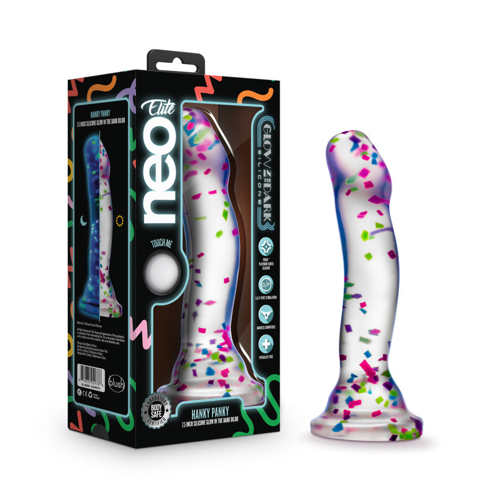 Neo Elite Glow Hanky Panky - Glow In Dark Clear 19 cm Dong - Hush Store Sydney 