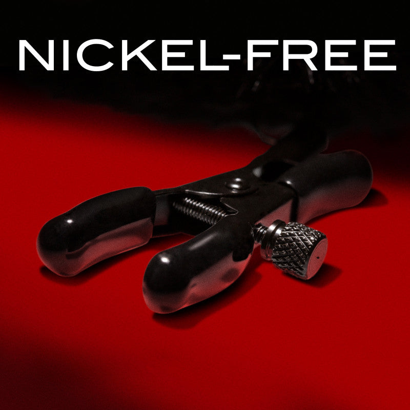 Noir Pom Adjustable Nipple Clamps - Black Furry Nipple Clamps - Hush Store Sydney 