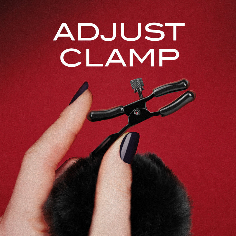 Noir Pom Adjustable Nipple Clamps - Black Furry Nipple Clamps - Hush Store Sydney 