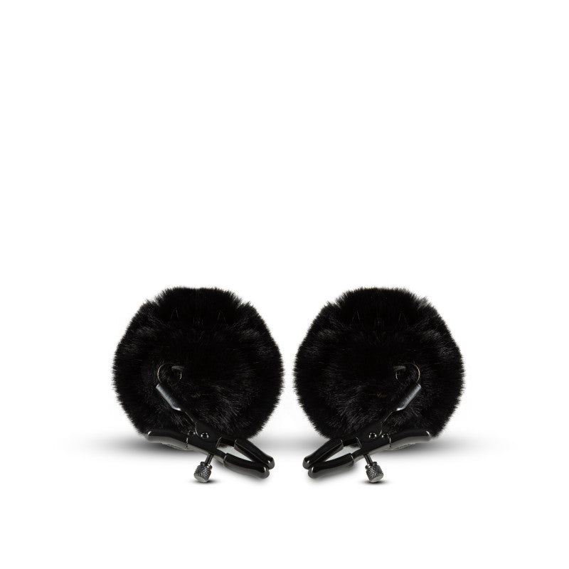 Noir Pom Adjustable Nipple Clamps - Black Furry Nipple Clamps - Hush Store Sydney 