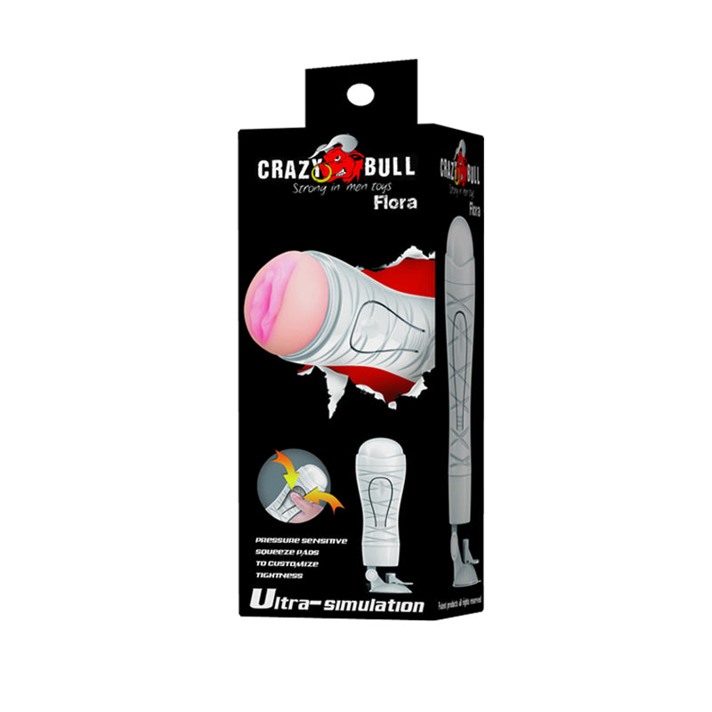 CRAZY BULL Flora Stroker - Flesh Squeezable Vagina Stroker with Suction Base