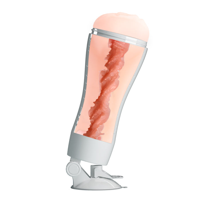 CRAZY BULL FLORA Vibrating Stroker - Flesh USB Rechargeable Vibrating Squeezeable Vagina Stroker with Suction Base