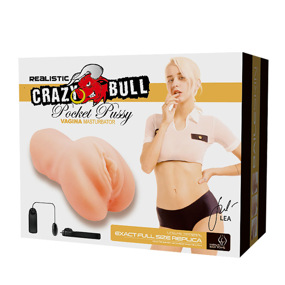 CRAZY BULL LEA Vibrating Vagina Stroker - Flesh Vibrating Vagina Stroker - Hush Store Sydney 