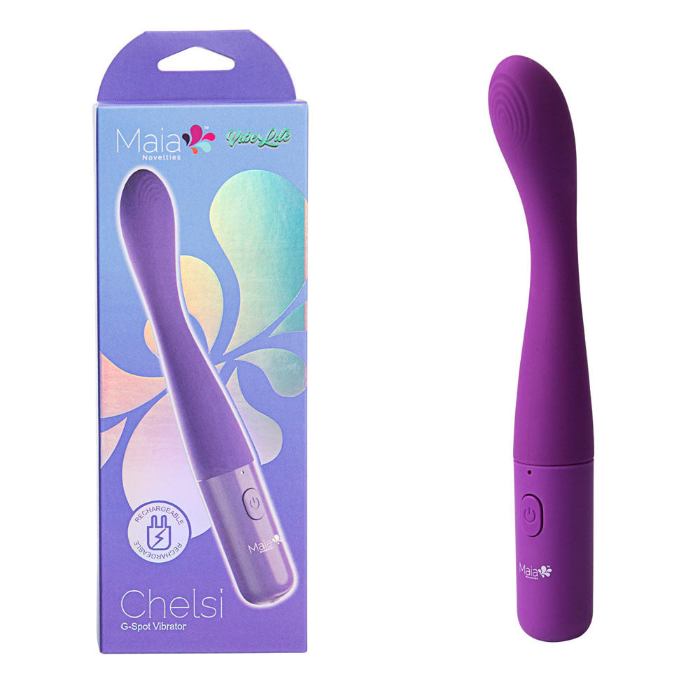 Maia CHELSI - Purple 17.8 cm USB Rechargeable Vibrator - Hush Store Sydney 
