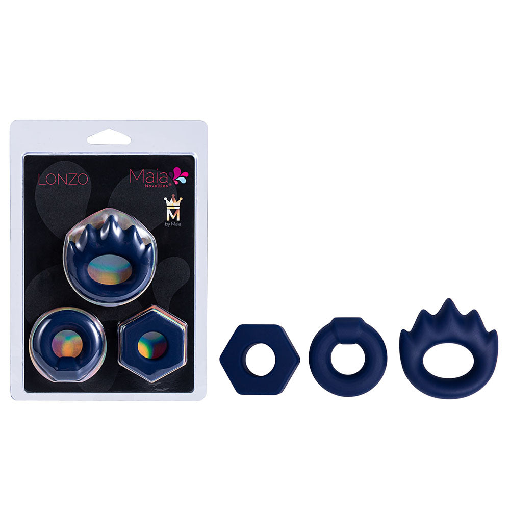 Maia LONZO - Blue Silicone Cock Rings - Set of 3 - Hush Store Sydney 