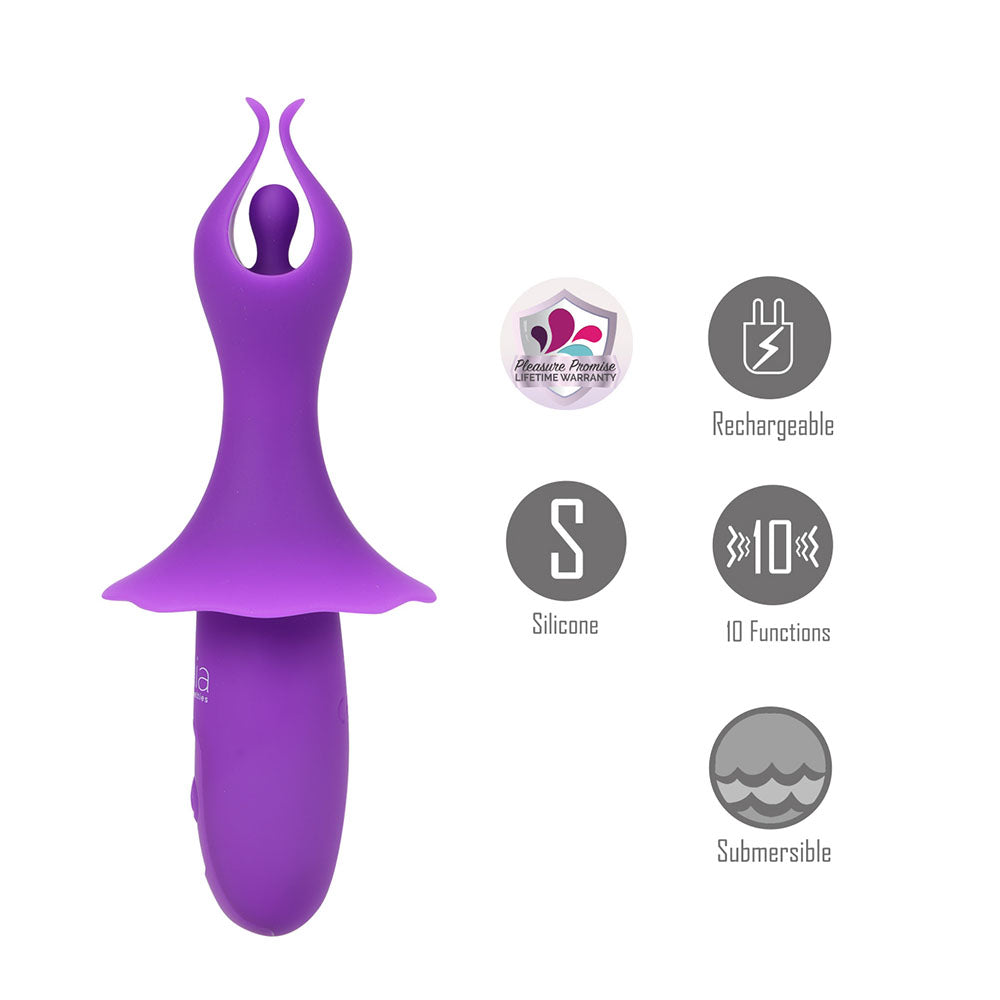 Maia SIENNA - Purple - Purple 15.2 cm USB Rechargeable Fluttering Bullet - Hush Store Sydney 